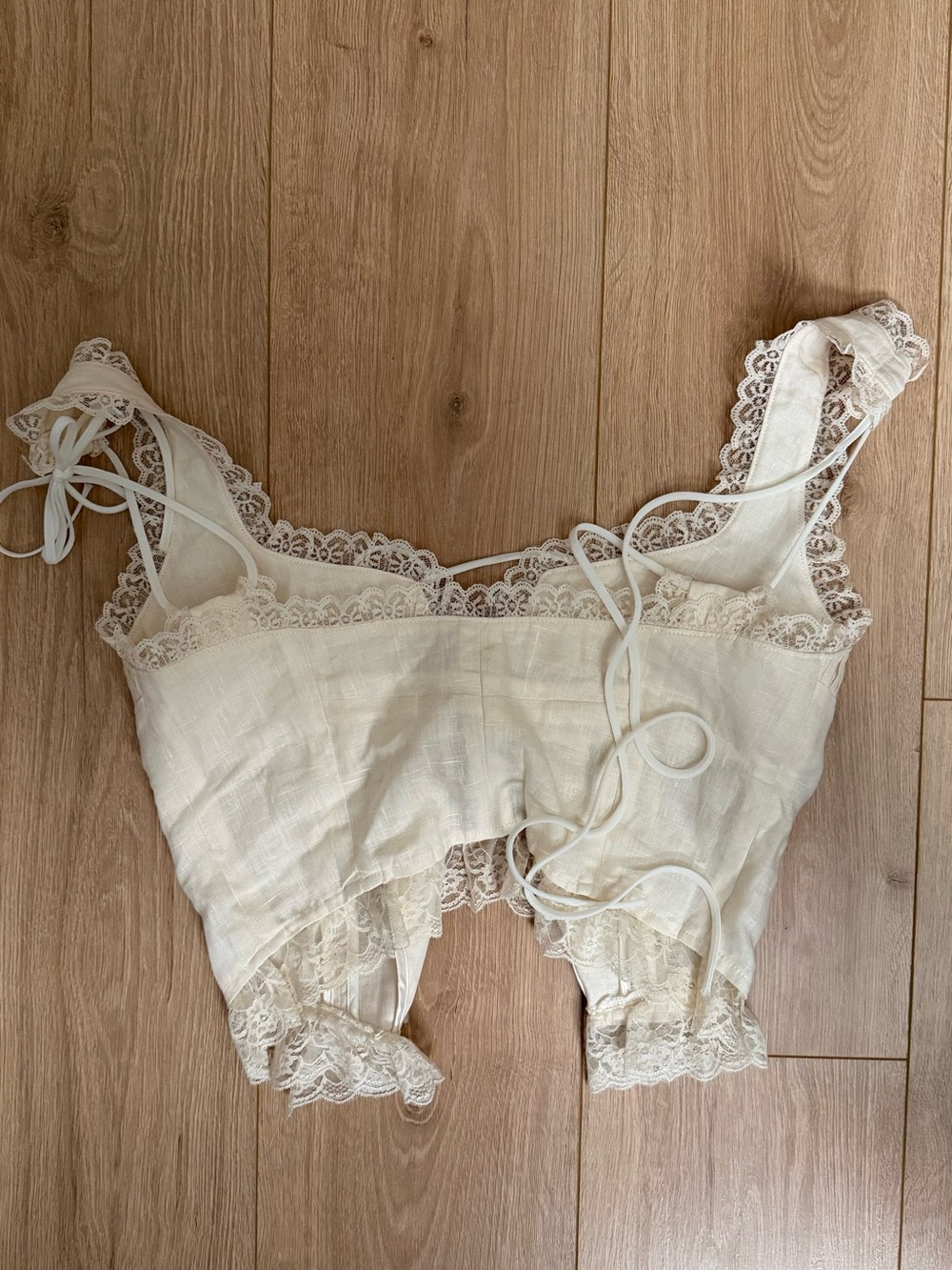 Fait Par Foutch Renee Ivory Linen Lace Corset Top M - Picture 2 of 13